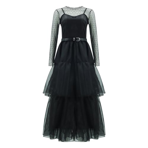 AYYOHON Lisa Frankenstein Cosplay-Kostüm, schwarzes Gothic-Spitzenkleid für Damen, Halloween, Film, Lisa, Cosplay, Outfits, Rock, Größe XXL