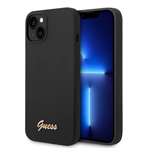 Guess Liquid Silicone Metal Logo Case für Apple iPhone 14 - black (GUHCP14SSLSMK)