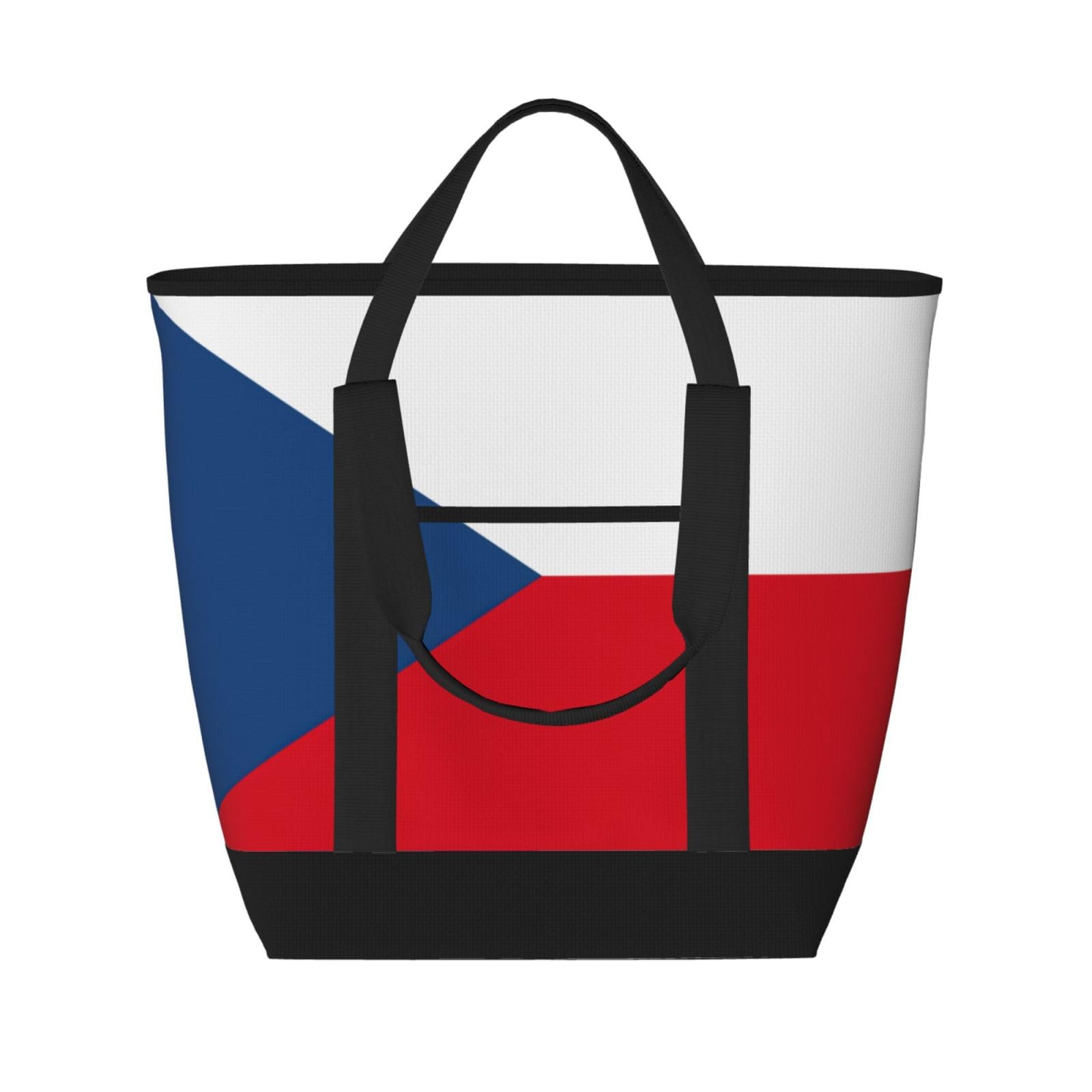 YQxwJL Isolierte Kühltasche mit Flagge der Tschechischen Republik, große Kapazität, Einkaufstasche, Reisetasche, Strand, wiederverwendbare Einkaufstasche für Erwachsene, Schwarz, Einheitsgröße