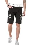 Cipo & Baxx Herren Cargo Shorts Denim Jeans Bermuda Kurzehose Capri Markenschriftzüge CK253 Schwarz W29