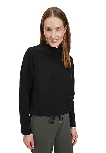 Cartoon Damen Sweatshirt mit Stehkragen Schwarz,40