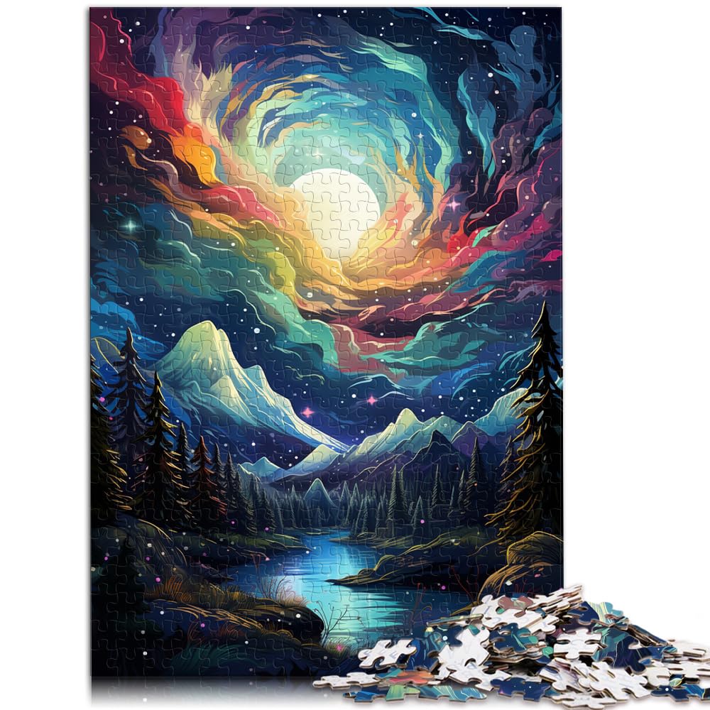 Puzzle „Die farbenfrohe Psychedelie des Aurora-Bergs“, schwieriges, anspruchsvolles Puzzle, 1000-teiliges Holzpuzzle, tolles Geschenk für 1000 Teile (50 x 75 cm)