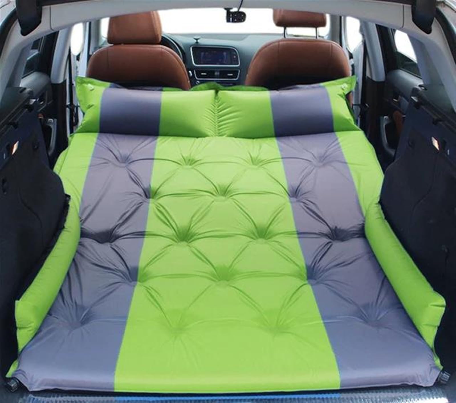 GLILAR Auto Luftmatratze SUV Luftmatratze Drehmaschine Erwachsene Isomatte Weiche Auto Reisebett Matte Auto Aufblasbare Matratze Pad Zurück Reihe Camping Kissen Auto Zubehör(Green)