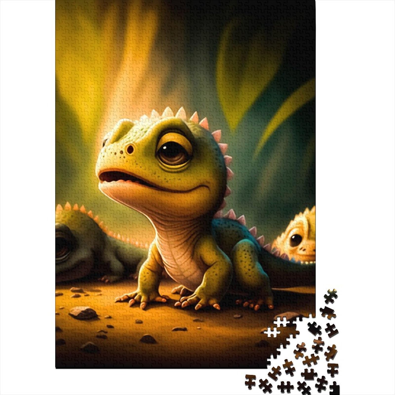 500-teiliges Puzzle „Baby Dragon“, Puzzles für Erwachsene und Jugendliche, Holzbrett-Puzzle, Spielzeug, Denkspiel, Größe: 52 x 38 cm