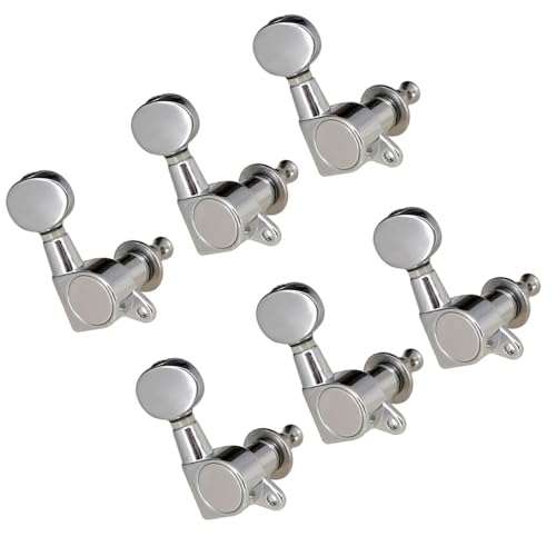 Strings Tuning Pegs Mechaniken Für Gitarre Gitarrensaiten-Stimmstifte, Stimmgerät, Mechanik, Stimmschlüssel, verchromter ovaler Knopf (Color : Silver)