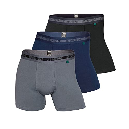 jbs Boxershorts Herren (3er Pack) hohe Atmungsaktivität durch Bambus-Bio Baumwoll Gewebe (Ohne Kratzenden Zettel) Schnelltrocknend - FSC Zerifiziert - 1x Schwarz + 1x Grau + 1x Navy, 3XL