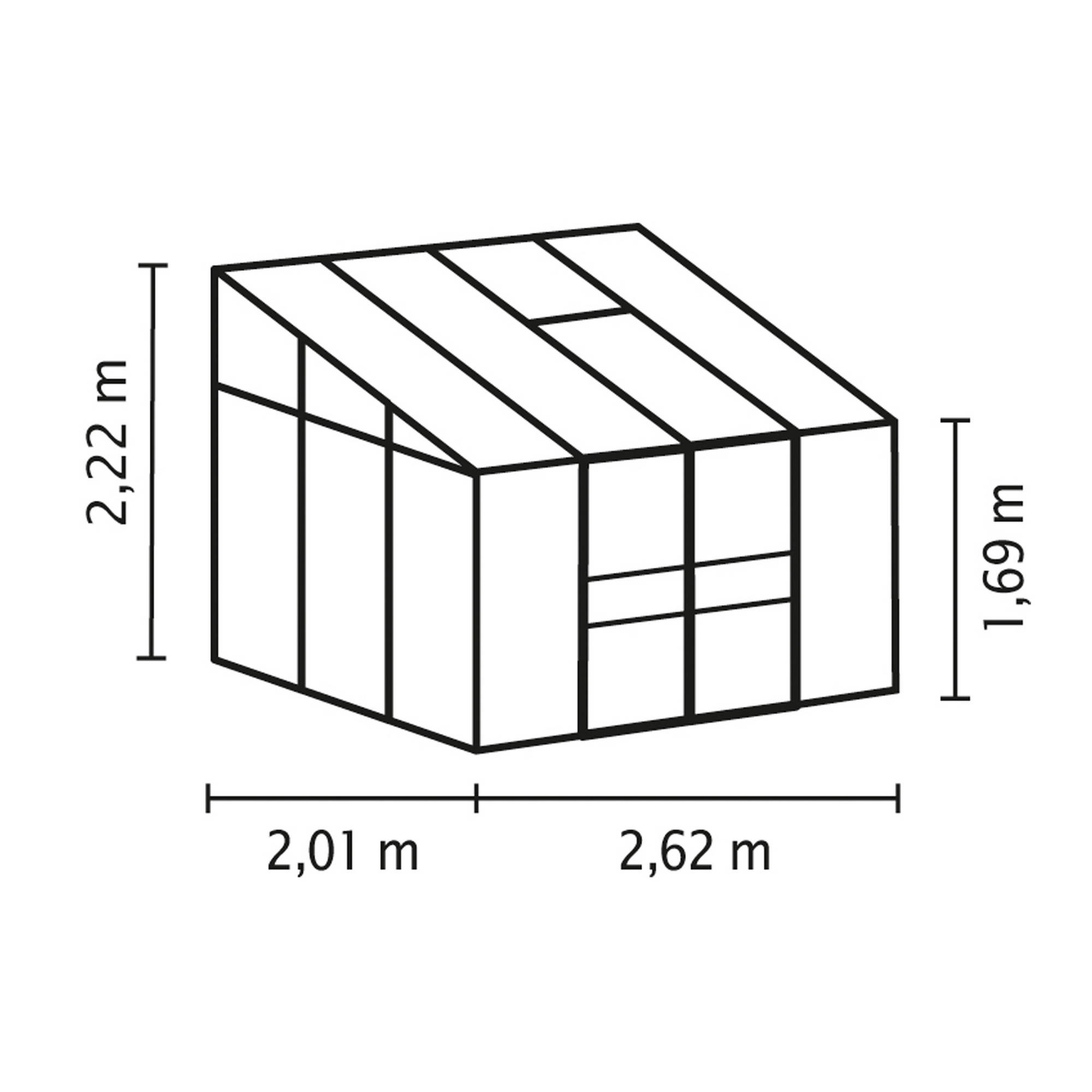 Vitavia Anlehngewächshaus 'Ida 5200' 5,2 m² 262 x 201 cm 4 mm Hohlkammerplatten aluminiumfarben 3