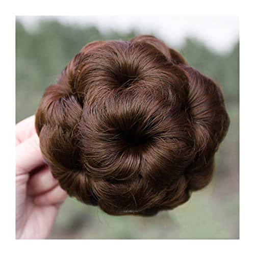 Haarknoten Extensions Echthaar-Chignon for Frauen und Mädchen, brasilianisches Remy-Haar, geflochtenes Dutt-Haarteil, geflochtenes Chignon-Haarteil, Clip-in-Haarteil Haarschmuck Damen (Color : 2)