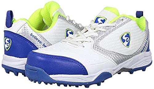 SG Unisex-Adult Scorer 4.0 Kricket Schuhe, Weiß/Königsblau/Limette, Größe 10