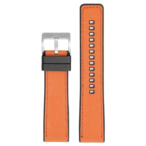 THBGTCNQ Uhrenarmband aus Canvas und Gummi, 20 mm, 22 mm, 24 mm, universelles Uhrenarmband mit Schnellverschluss, Herren-Nylonarmband for Smartwatches, Quarzuhren(Orange silver,24mm)