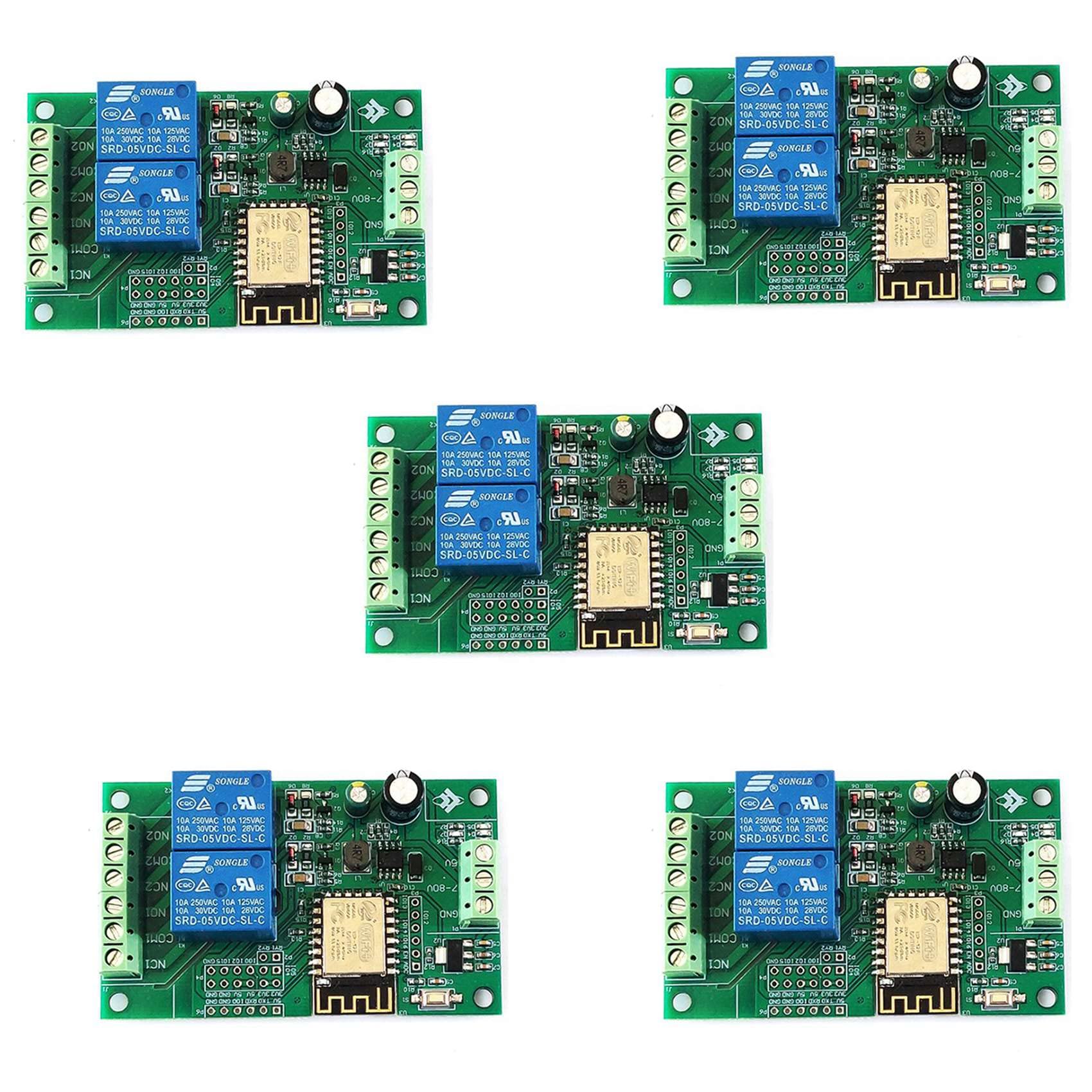 Kiudduy 5X Esp8266 Esp-12F Wifi Relais Modul 2Channel 5V / 8-80V Netzwerk Relais Switch für Die Fernsteuerung Der für Ide Smart