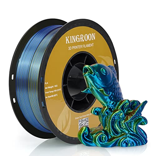 Kingroon Silk PLA-Filament, dreifarbiges PLA-Filament, 1,75 PLA-Filament, mehrfarbiges 3D-Drucker-Filament, Maßgenauigkeit +/- 0,03 mm, 1-kg-Spule, 1,75 mm, rot/blau/gelbes Seiden-PLA