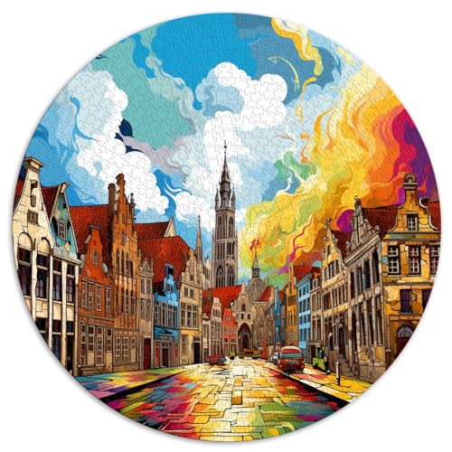 Puzzle Historisches Zentrum von Bru 1000 Teile Puzzle für Erwachsene 26,5x26,5 Zoll Denksportaufgaben Als Geschenk für die ganze Familie und die