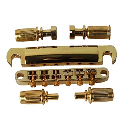 1 Set Von 6 Saiten Gitarre Tune-O-Matic Bridge Und Rückenstück Mit Beiträgen Für Lp. Elektrische Gitarre Gitarrebrücke(Golden)