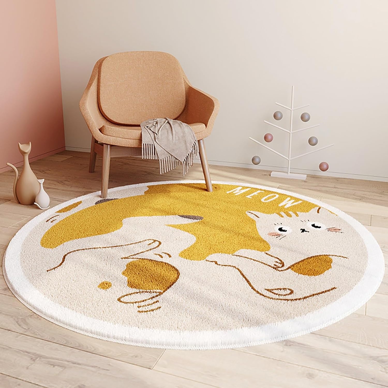 Cartoon Tier Runder Teppich Baby Teppich Kreis Teppich Für Kinderzimmer Runder Flauschiger Teppich Für Schlafzimmer Zotteliger Runder Teppich Rutschfester Teppich Für Kinderzimmer,D,160cm