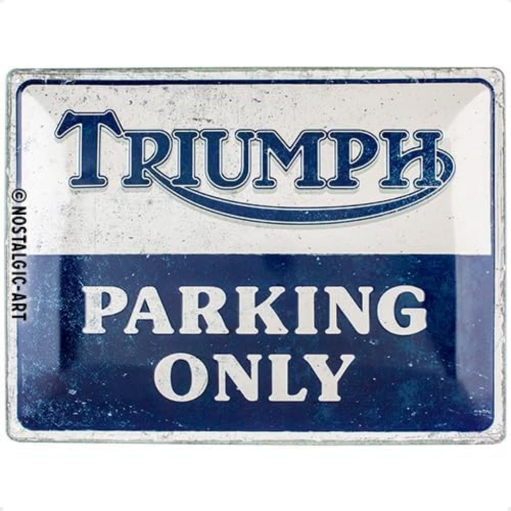 Nostalgic-Art Retro Blechschild, 30 x 40 cm, Triumph – Parking Only – Geschenk-Idee für Biker, aus Metall, Vintage Design