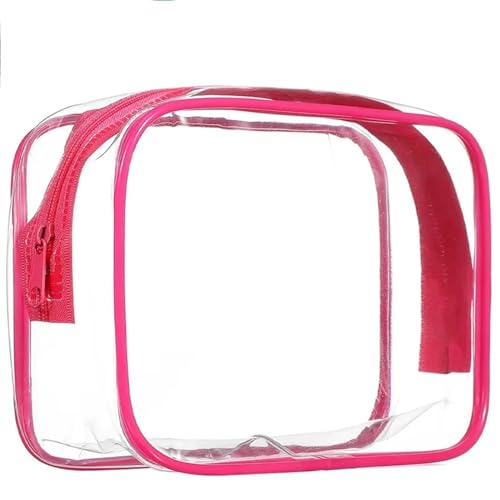 Transparenter Kulturbeutel 3er-Pack transparente Kultur- und Kosmetiktasche for Reisen, transparent, Make-up-Kosmetiktasche for Damen und Herren, Reisen, Geschäftsreise, Zuhause(Color:Rose Red(3pcs))