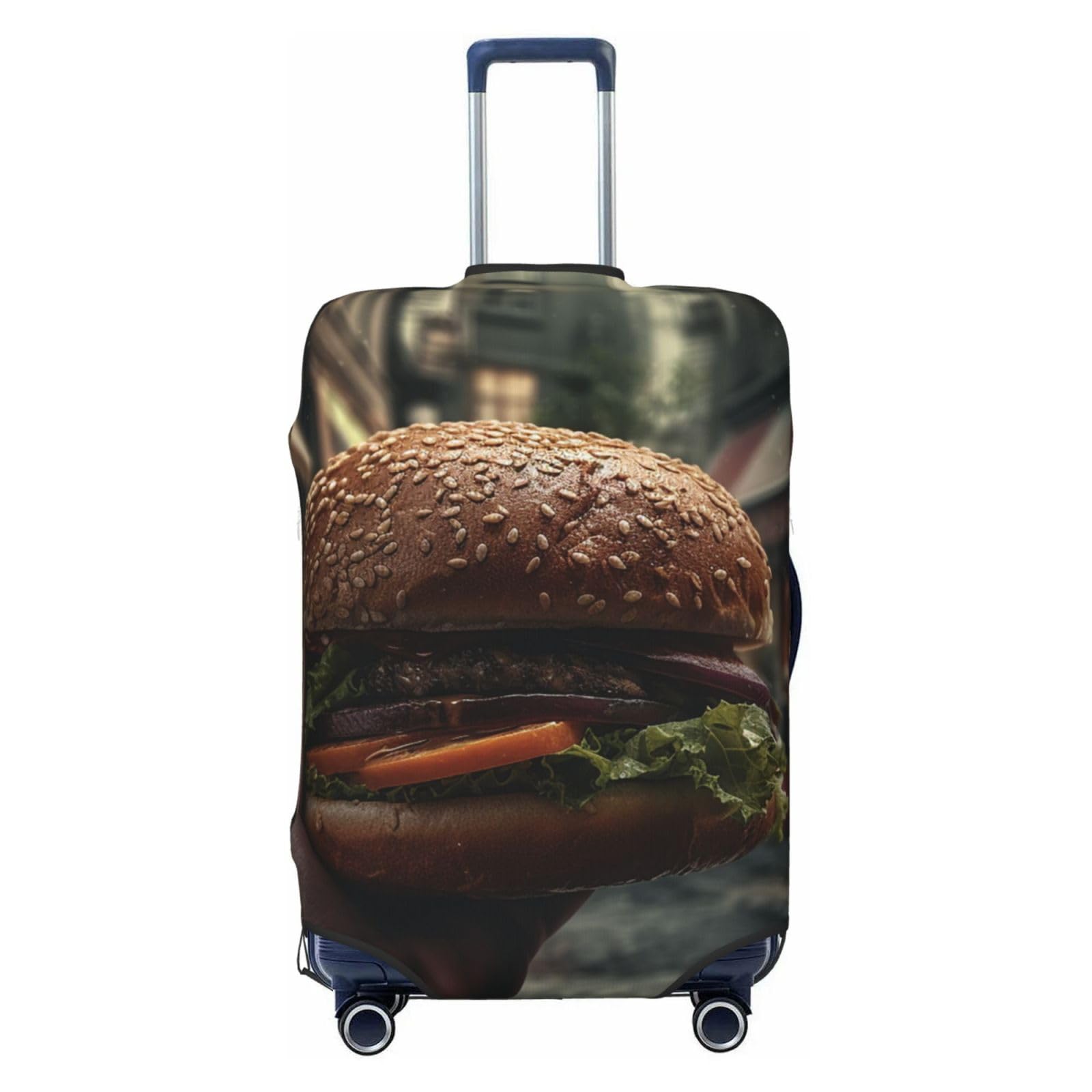 CSGJMYGS Reisegepäck-Abdeckung, elastisch, waschbar, modisch, kratzfest, für Burger-Koffer, passend für 45,7 - 81,3 cm Gepäck, Schwarz , XL