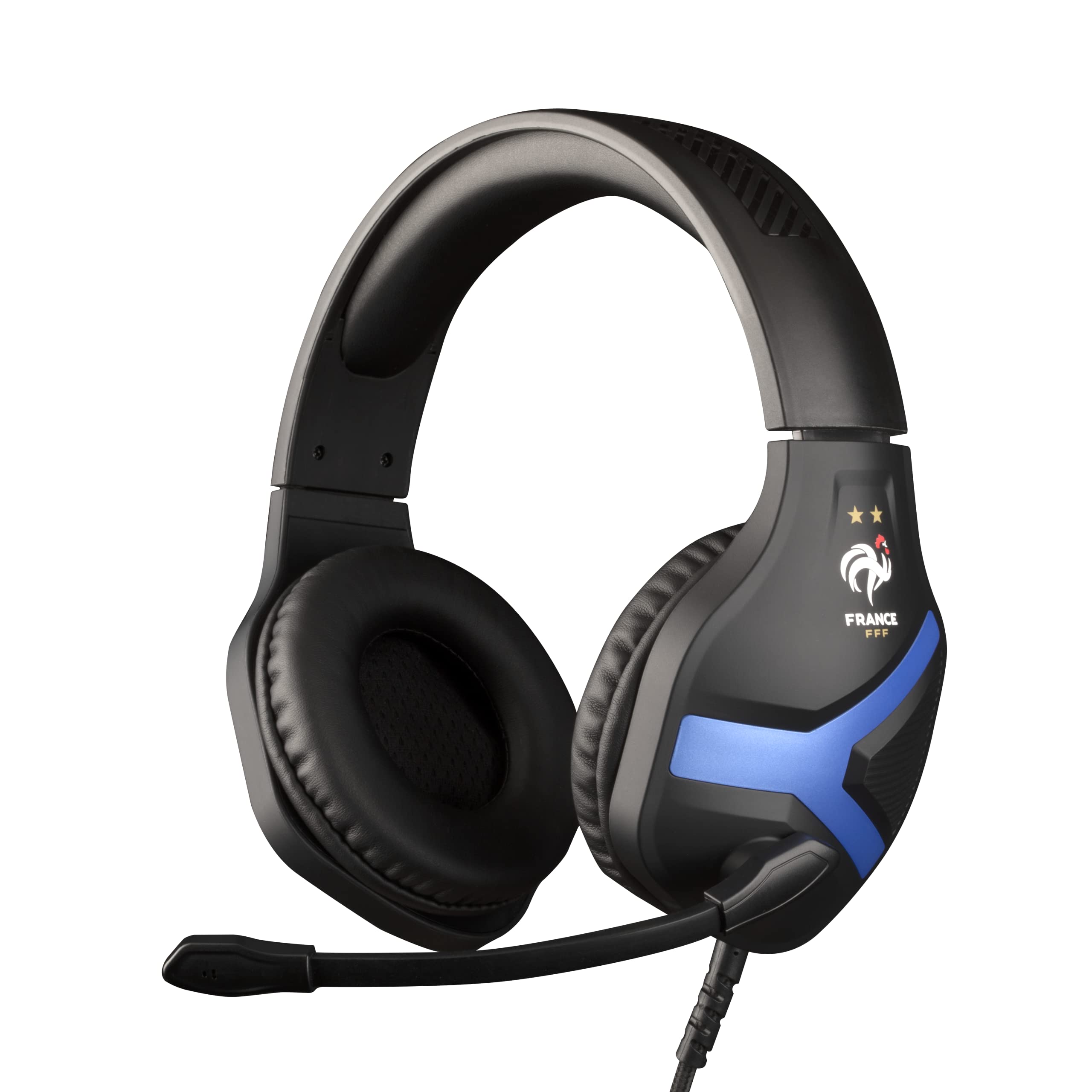 Konix FFF Gaming-Kopfhörer mit Kabel für PS4, PS5, Switch, Xbox One und Series X|S - 45°-Mikrofon - 1,5 m Kabel - 3,5 mm Klinkenstecker - Schwarz und Blau