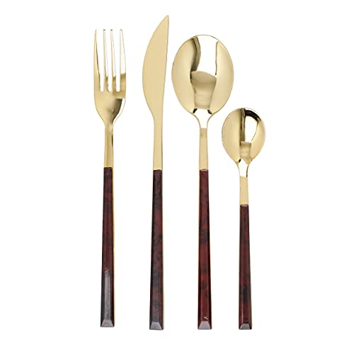 Mikasa MKTORT16PC Besteckset, Edelstahl, Gold