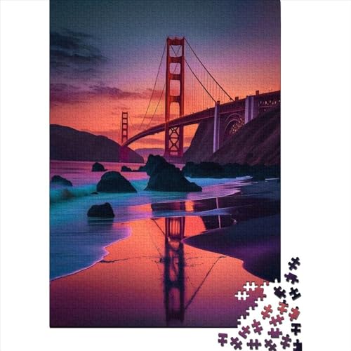 Golden Gate Bridge - Holzpuzzle für Erwachsene - Puzzle 1000 Teile - Lernspiel - Herausforderungsspielzeug (Größe 29,53 x 19,69 Zoll)