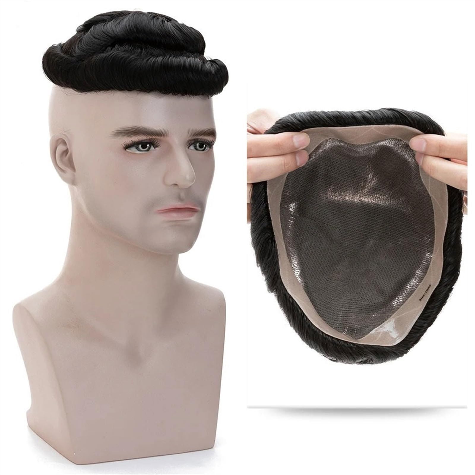 Perücke Männer Herren Kapillarprothese Toupet Männer 90g Mono+NPU Perücke Männliches Ersatzsystem Haarteil Unsichtbare Extensions Männer Perücken Toupet für Herren(7x9inches)