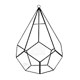 Geometrische Glasbox, handgefertigt, fünfseitig, Rautenglas, Tischplatte, Übertopf mit Schaukel für Sukkulenten