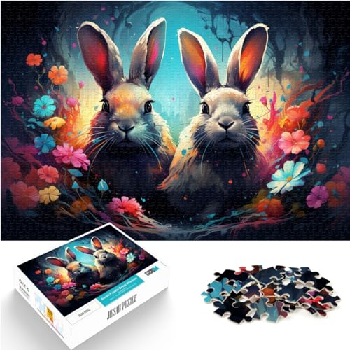 Puzzle-Geschenke, Spielzeug, bunter süßer Hase, 1000 Teile, für Erwachsene, Geschenke, Holzpuzzle, Familienspiel, Stressabbau, schwieriges Herausforderungspuzzle, 1000 Teile (50 x 75 cm)