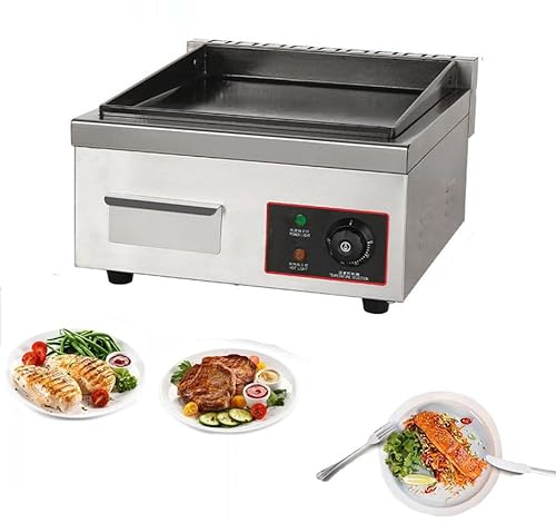 lwjunmm Grillplatte elektrisch, Elektrogrill, Edelstahl-Gehäuse und glatter Grillplatte,B-220V