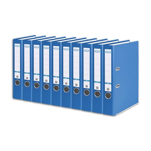 ELBA 100023251 Ordner smart Pro 10er Pack 5 cm schmal DIN A4 blau mit Einsteck-Rückenschild und Kunststoffbezug außen