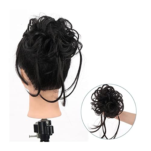 Bun Haarteile Scrunchie-Pferdeschwanz-Haarteile mit elastischem Haarband for Frauen und Mädchen, unordentliches Dutt-Haarteil, superlange, zerzauste Hochsteckfrisur, Haarknoten-Verlängerung, gewellt B