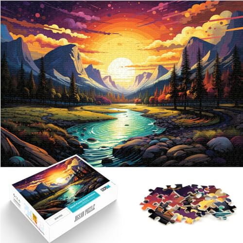 Spielzeug-Puzzle, farbenfrohes, psychedelisches Yosemite-Puzzle mit 1000 Teilen für Erwachsene. Holzpuzzle ganze Familie und dieses