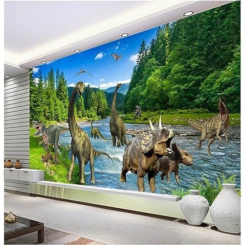 XLMING Mauern Flüsse Wasserfälle Tiere Dinosaurier 3D Tapete Home Dekoration Wohnzimmer Sofa Schlafzimmer Tv Hintergrund Wand-300cm×210cm