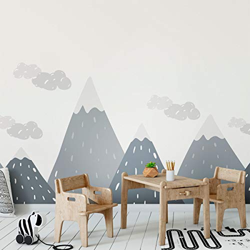 Wandaufkleber, selbstklebend, für Kinder, Riesen-Dekoration, skandinavische Berge für Kinderzimmer, Dinka, 65 x 190 cm