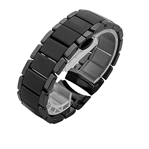 LOUPKC MINGSHAN Keramische Uhrenkette 22mm 24mm schwarzer Keramikband glänzend und mattiertes Armband kompatibel mit AR1451 1452(Matting,22mm)