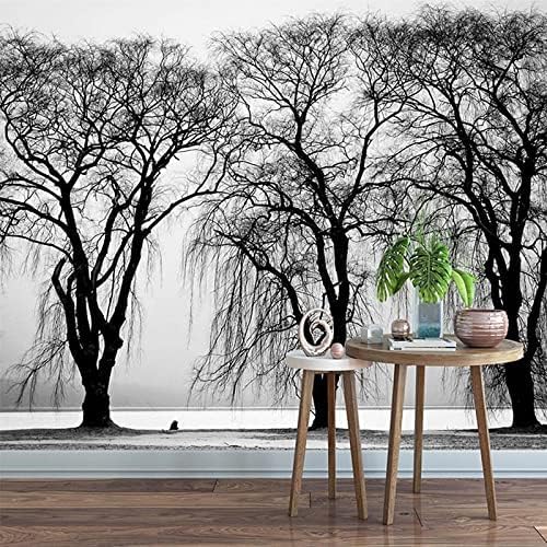 XLMING Schwarz-Weiß-Baum-Landschaft 3D Tapete Home Dekoration Wohnzimmer Sofa Schlafzimmer Tv Hintergrund Wand-150cm×105cm