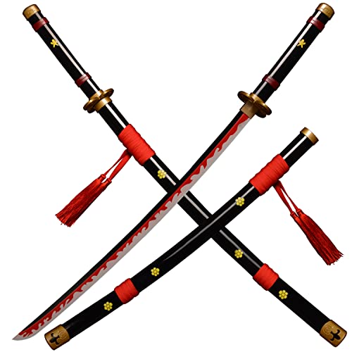 kljhld Bambus Anime Schwert Cosplay Schwert, Roronoa Zoro Katana Schwert AME no Habakiri Schwert Katana schwarz 103cm/40 Zoll