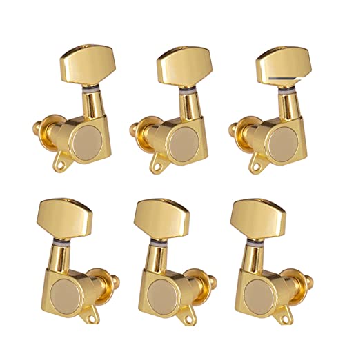 Gitarren Stimmwirbel 6 Stücke Versiegelte Gitarre String Pegs Sperrung Tuner Elektrische Akustische Gitarre Tuner Maschine Köpfe Knöpfe (Color : Golden)