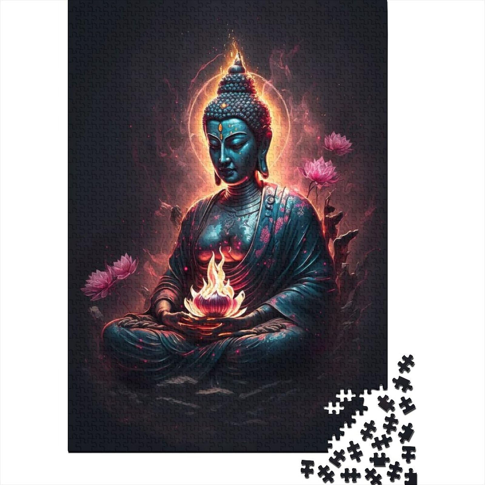 Buddha-Puzzle für Erwachsene und Jugendliche, 1000 Teile, Holzpuzzle für Erwachsene, Puzzle-Spielzeug, nachhaltiges Puzzle für Erwachsene (Größe: 75 x 50 cm)