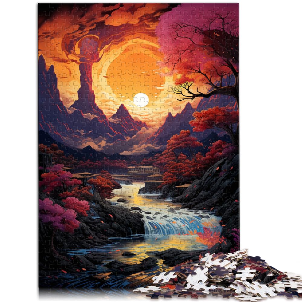 Puzzle für farbenfrohe, psychedelische Landschaften, Puzzle für Erwachsene, 1000 Teile, Holzpuzzle zum Stressabbau, schwierige Herausforderung, 1000 Teile (50 x 75 cm)