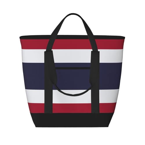 YQxwJL Isolierte Kühltasche mit Thailand-Flagge, großes Fassungsvermögen, Einkaufstasche, Reisetasche, Strand, wiederverwendbare Einkaufstasche für Erwachsene, Schwarz, Einheitsgröße