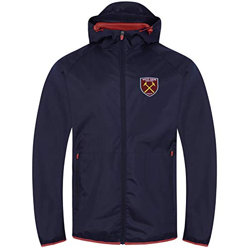 West Ham United FC - Herren Wind- und Regenjacke - Offizielles Merchandise - Geschenk für Fußballfans - Dunkelblau - Kapuze mit Schirm - L