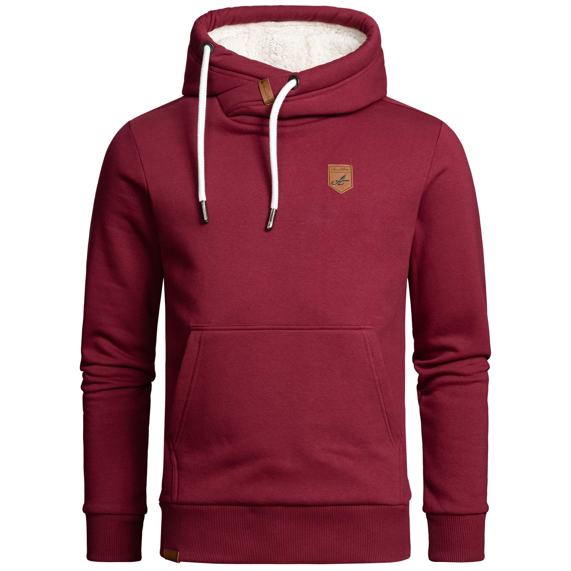 Amaci&Sons Herren Basic Kapuzenpullover Sweatjacke Pullover Plüsch Hoodie Sweatshirt 4054 Bordeaux 3XL