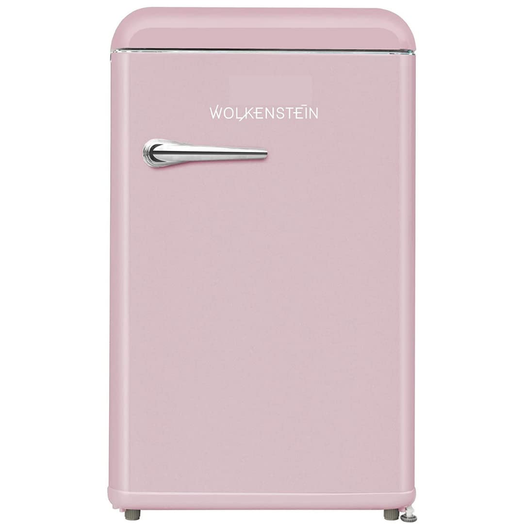 WOLKENSTEIN Retro Kühl-Gefrierkombination Kühlschrank WKS125RT SP Pink | 50er Jahre Retro Look | Nutzinhalt 118L| 3*** Gefrierfach | Höhe 89,50cm | Kühlteil 106L | Gefrierteil 12L | 170 kWh | 41dB