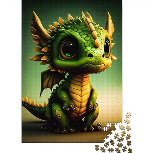 1000-teiliges Premium-Puzzle „Baby Dragon“ aus Holz, Puzzles für Erwachsene und Jugendliche, pädagogisches Stressabbau-Spielzeug, Puzzle (Größe: 75 x 50 cm)