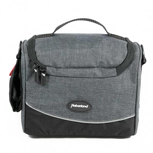 Haberland Unisex – Erwachsene Siebensachen Lenkertasche, Grau,Schwarz, 22 x 12 x 18 cm