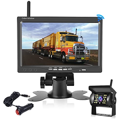 HD-Rückfahrkamera-Kit - 12 V, 24 V, 7 Zoll Sicherheitsmonitor mit kabelloser Rückfahrkamera, geeignet für LKW, Van, Geländewagen und Campingwagen