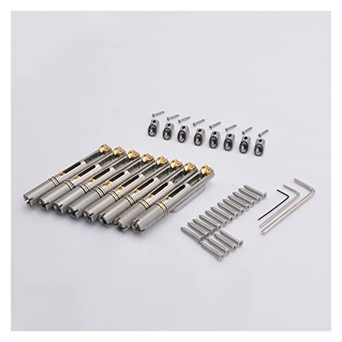 1 Satz Silber Schwarz 6/7/8 Saiten Edelstahl Headless Gitarrensteg/Einzelsteg Für Fanned Fret Gitarre Tune-o-matic Steg (Color : Silver 8 Pieces-1)