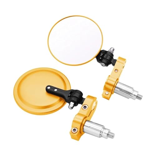 Für Y&amaha YZF R3 R1 R6 R15 R25 YZF 125 250 350 FZ1 FZS 1000S Zubehör Motorradspiegel Runde Klappbare Seitenspiegel Am Lenkerende Motorradspiegel-Set(GOLD)