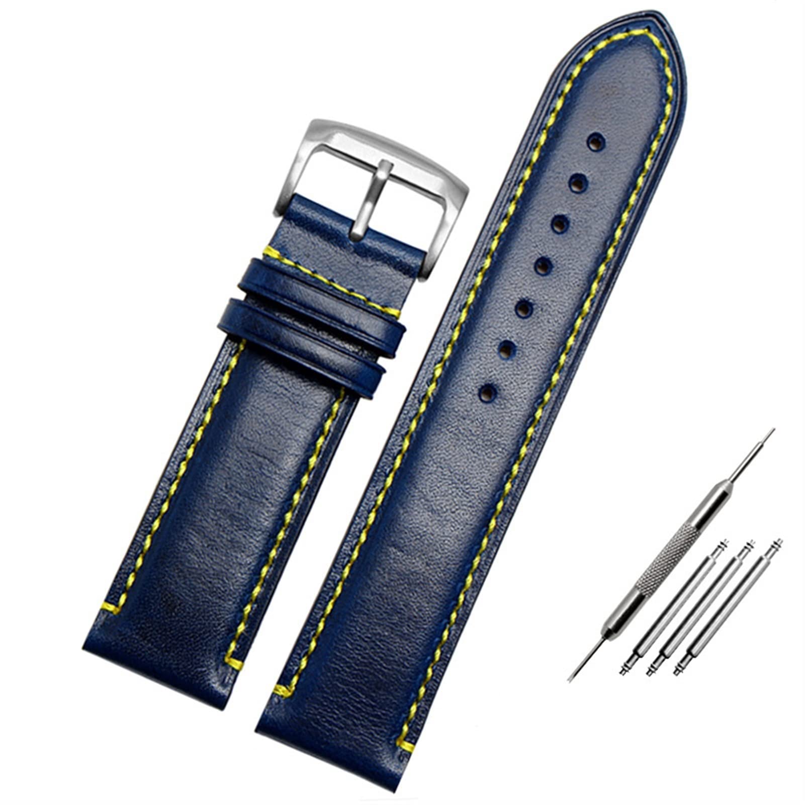 NEYENS Ersatzarmband für Citizen AT8020 JY8078, echtes Leder, 23 mm, blaues Uhrenarmband mit Faltschließe, 23 mm, Achat